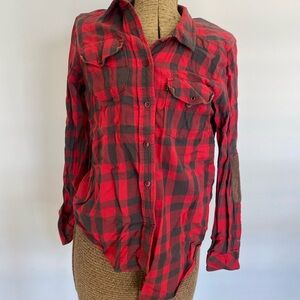 Kavu Red and Brown Plaid Shirt